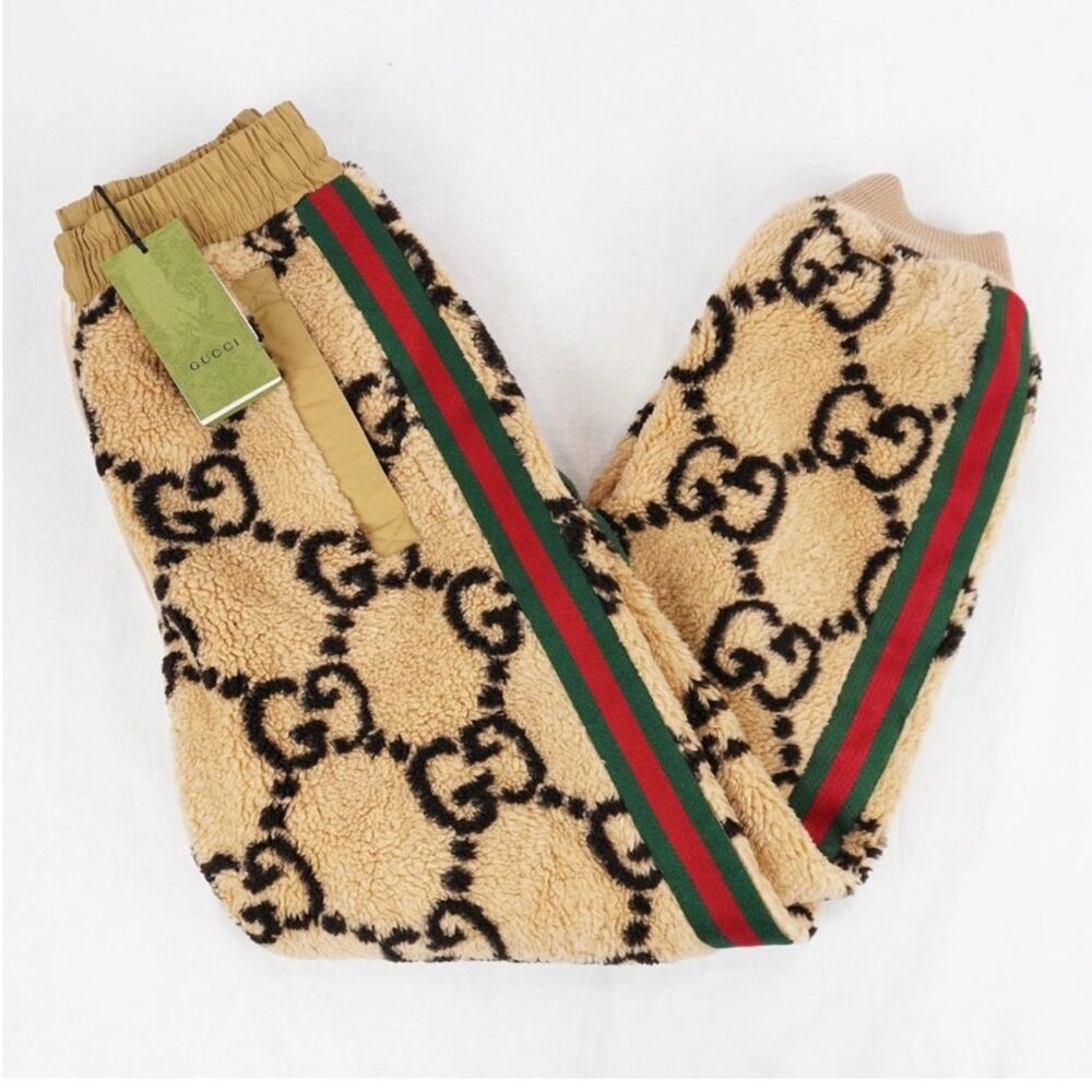 Men's Gucci GG jacquard wool blend fleece jogging pants size XXL made in Italy